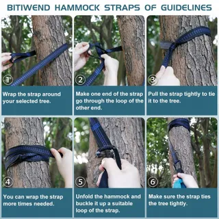 Hangmat Buiten 2 Personen 300x200cm Ultralicht Draagbaar Blauw — miniatuur 4