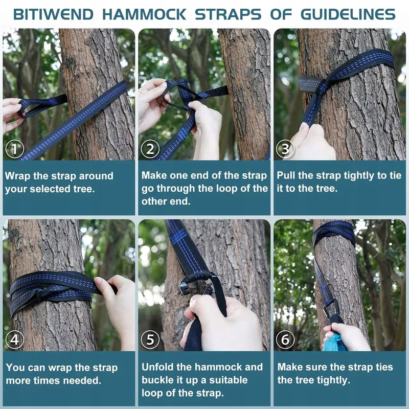 Hangmat Buiten 2 Personen 300x200cm Ultralicht Draagbaar Blauw — foto 4