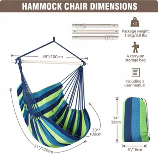 CHIHEE Hangstoel Katoenmix Comfortabel Binnen Buiten — miniatuur 3