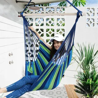 CHIHEE Hangstoel Katoenmix Comfortabel Binnen Buiten — miniatuur 2