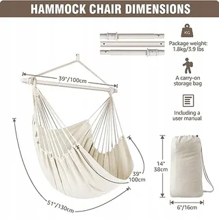 CHIHEE Hangstoel Katoen Comfortabel Binnen en Buiten — miniatuur 3