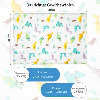 ELLA Verzwaringsdeken Kind 3,2kg 100x150cm Dino — miniatuur 7