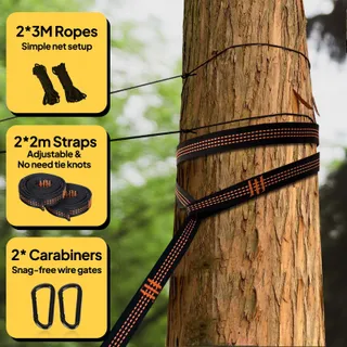 NATUREFUN Muskietennet Camping Hangmat 300x200cm 300kg Nylon Legergroen — miniatuur 5
