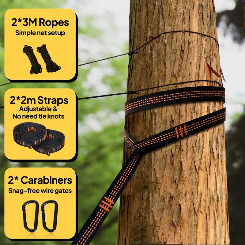 NATUREFUN Muskietennet Camping Hangmat 300x200cm 300kg Nylon Legergroen — foto 5