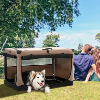 PETSFIT Opvouwbare Hondenbench XL Verstelbaar Khaki — miniatuur 8