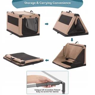 PETSFIT Opvouwbare Hondenbench XL Verstelbaar Khaki — miniatuur 4