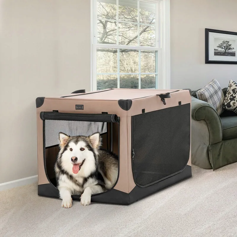 PETSFIT Opvouwbare Hondenbench XL Verstelbaar Khaki — foto 7