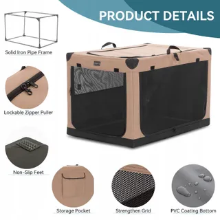 PETSFIT Opvouwbare Hondenbench XL Verstelbaar Khaki — miniatuur 5