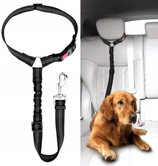 VERSTELLBARER Veiligheidsgordel Hond Auto Zwart — miniatuur 1