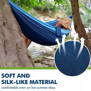 Camping Hangmat 2 Personen 300x200cm Ultralicht Draagbaar Blauw — miniatuur 5