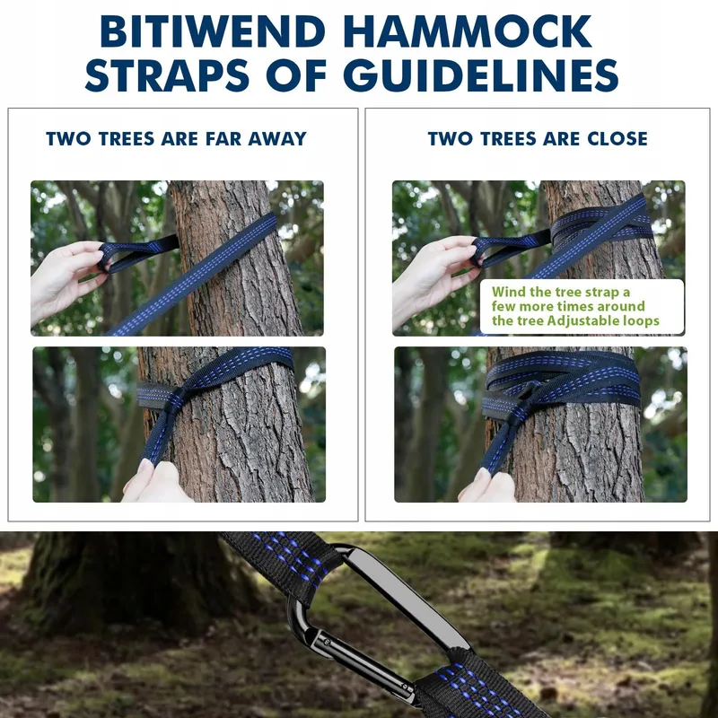 Camping Hangmat 2 Personen 300x200cm Ultralicht Draagbaar Blauw — foto 8