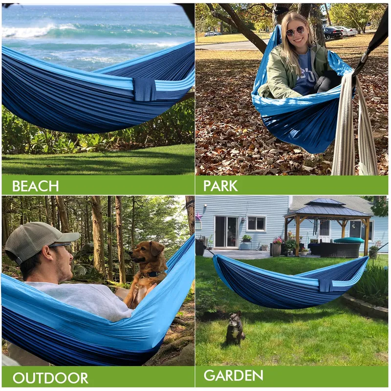 Camping Hangmat 2 Personen 300x200cm Ultralicht Draagbaar Blauw — foto 6