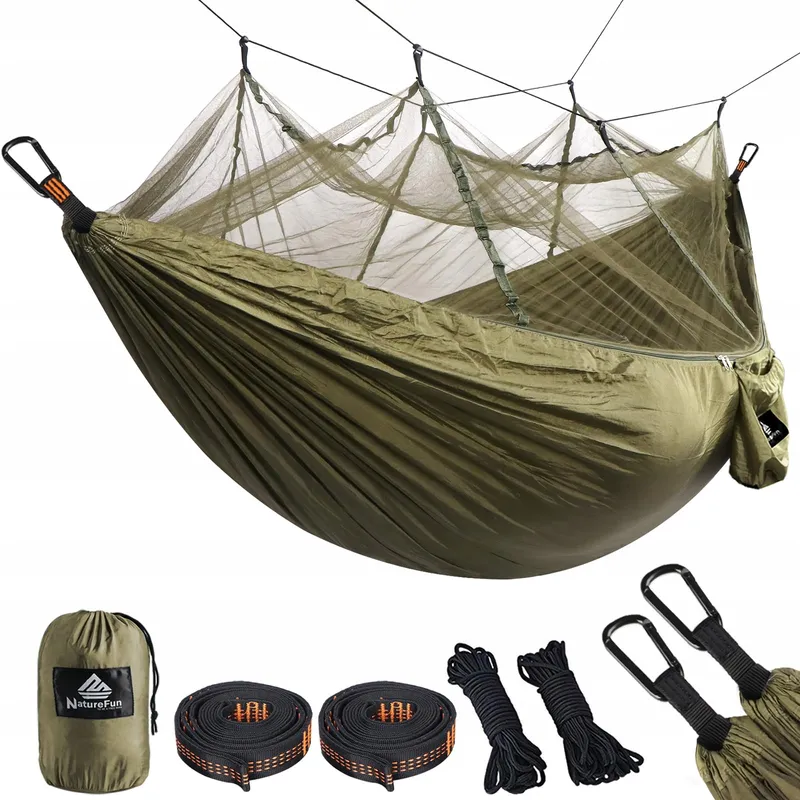 NATUREFUN Ultralichte Klamboe Camping Hangmat 300kg Nylon 275x140cm — foto 1