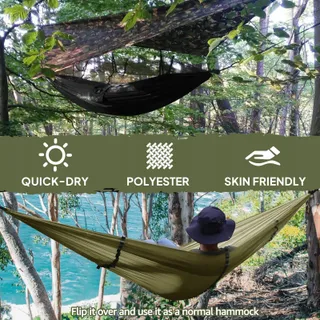 NATUREFUN Ultralichte Klamboe Camping Hangmat 300kg Nylon 275x140cm — miniatuur 2