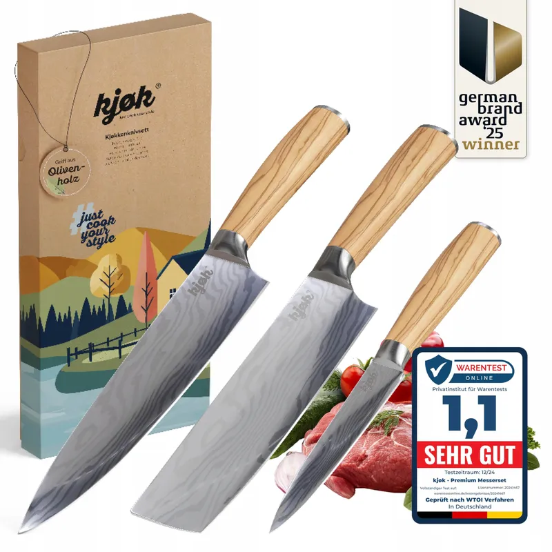 KJØK Premium Messenset 3-delig Damascus Els Handvat — foto 1