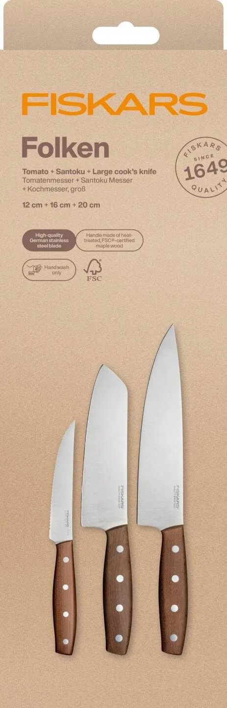 FISKARS Messenset 3-delig Duits Staal FSC Esdoornhout — foto 4