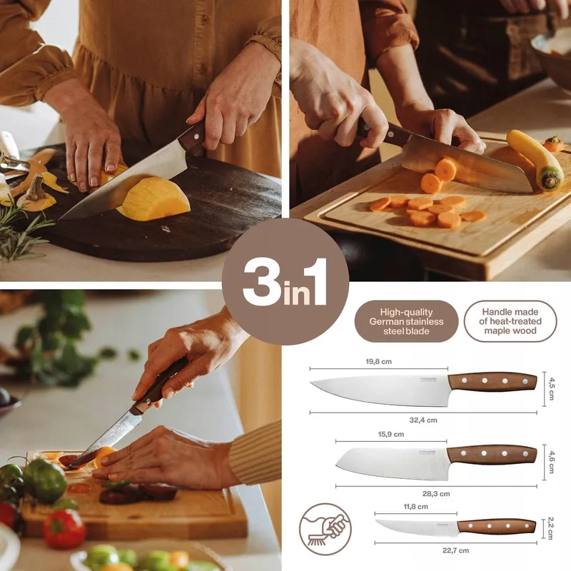 FISKARS Messenset 3-delig Duits Staal FSC Esdoornhout — foto 2