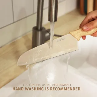 HECEF Keukenmessenset 3-Delig RVS Houten Handvat — miniatuur 7