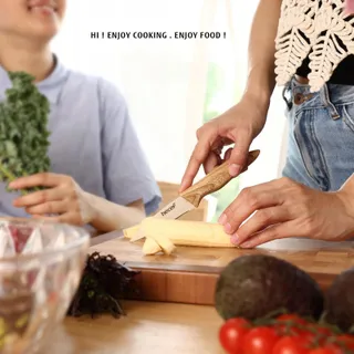 HECEF Keukenmessenset 3-Delig RVS Houten Handvat — miniatuur 4
