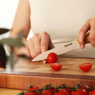 HECEF Keukenmessenset 3-Delig RVS Houten Handvat — miniatuur 8
