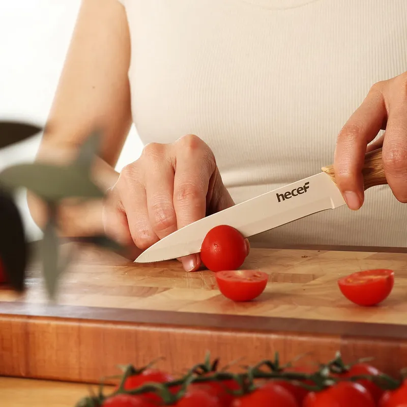 HECEF Keukenmessenset 3-Delig RVS Houten Handvat — foto 8
