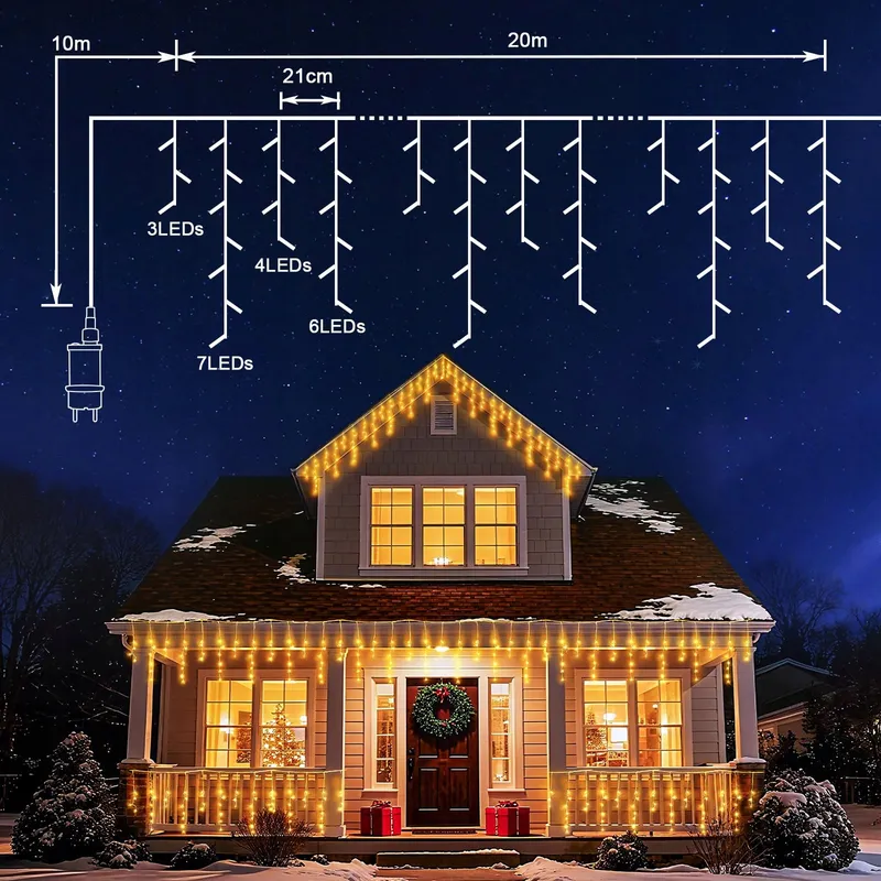 ISISYU Kerstverlichting Buiten 20M 480 LED Warmwit Waterdicht — foto 6