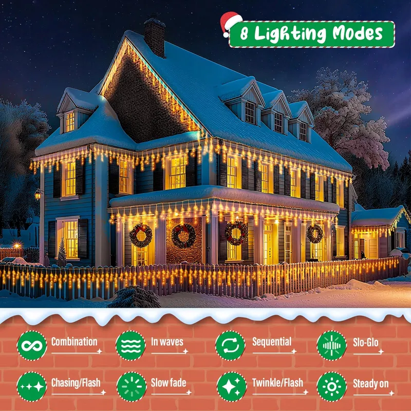 ISISYU Kerstverlichting Buiten 20M 480 LED Warmwit Waterdicht — foto 3