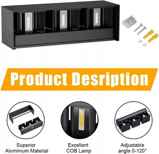 KLIGHTEN Buitenlamp 30W Zwart 2 Stuks IP65 3000K Verstelbaar — miniatuur 3