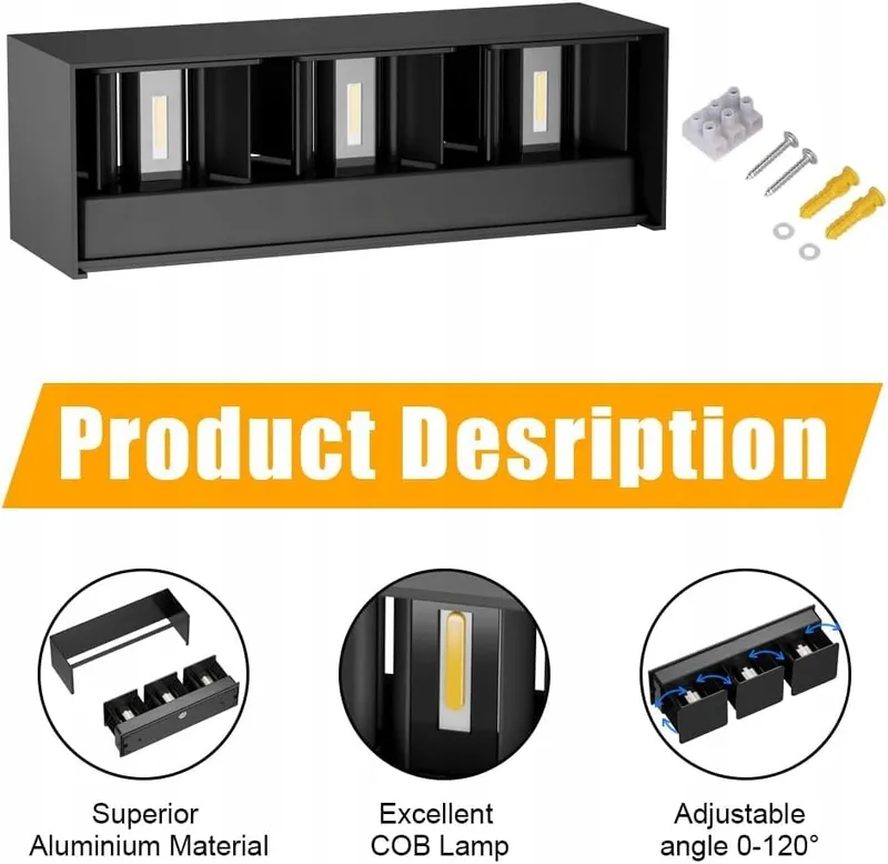KLIGHTEN Buitenlamp 30W Zwart 2 Stuks IP65 3000K Verstelbaar — foto 3