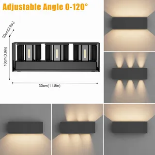 KLIGHTEN Buitenlamp 30W Zwart 2 Stuks IP65 3000K Verstelbaar — miniatuur 2