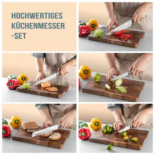 JF JAMES Keukenmessenset RVS Met Acaciahouten Blok — miniatuur 7