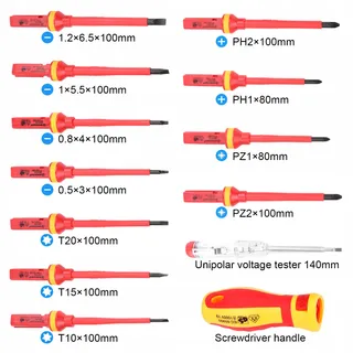 SQLJYU VDE Schroevendraaierset 13-delig Magnetisch Elektricien — miniatuur 2