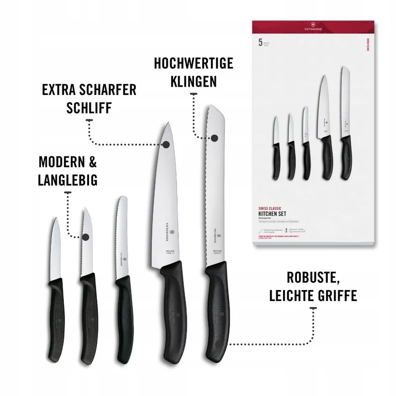 VICTORINOX Swiss Classic Keukenmessenset 5-delig Zwart β foto 6