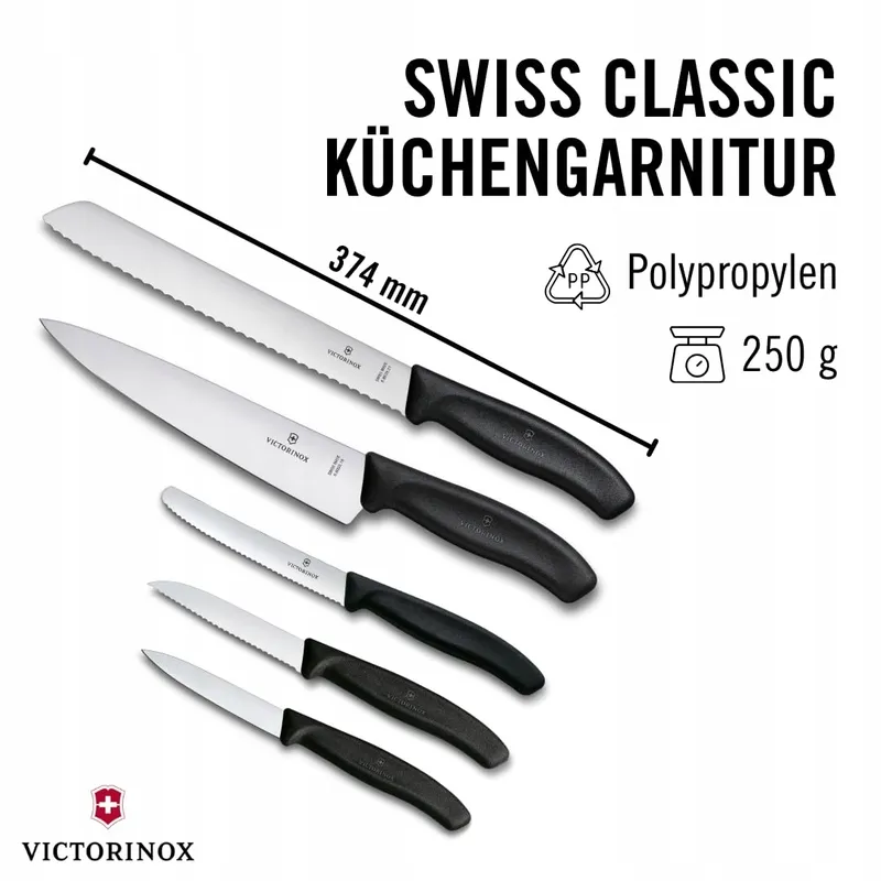 VICTORINOX Swiss Classic Keukenmessenset 5-delig Zwart β foto 2