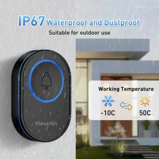 WESSTUN Draadloze Deurbel IP67 2 Ontvangers 39 Beltonen — miniatuur 5