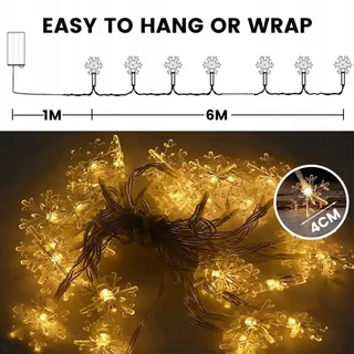GARITE Sneeuwvlok Lichtjes LED 6M 40LED Waterdicht Binnen Tuin — miniatuur 7