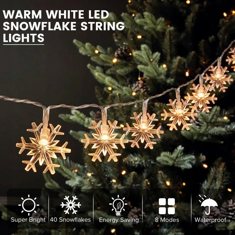 GARITE Sneeuwvlok Lichtjes LED 6M 40LED Waterdicht Binnen Tuin — foto 2