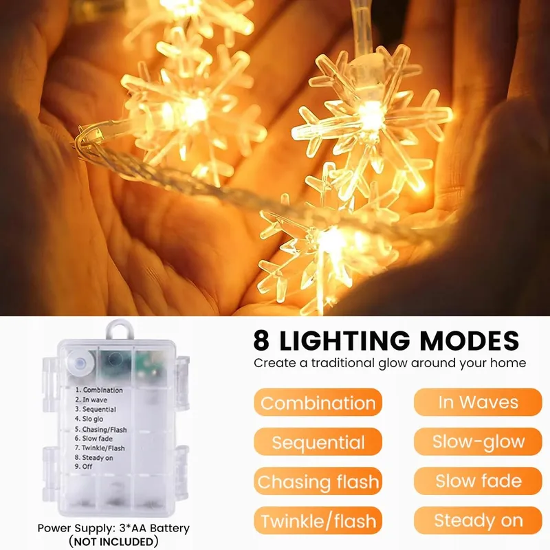 GARITE Sneeuwvlok Lichtjes LED 6M 40LED Waterdicht Binnen Tuin — foto 5