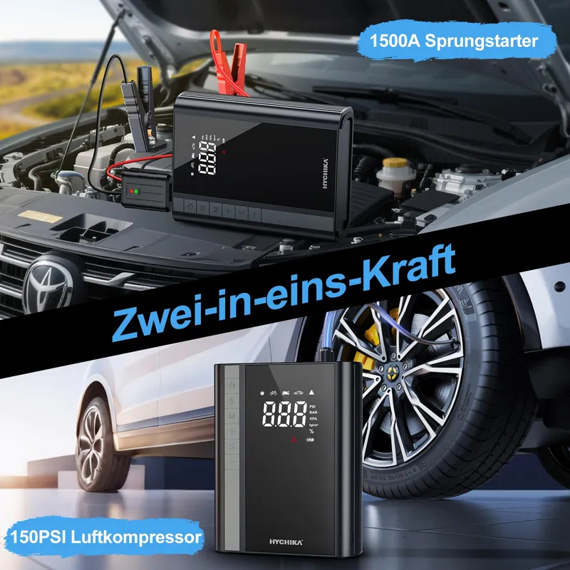 HYCHIKA Powerbank Compressor Auto Benzine 6L Diesel 10L — foto 3