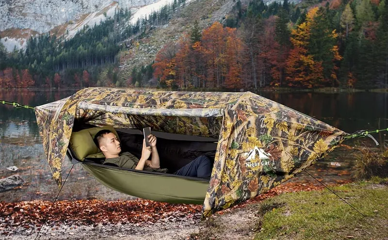 NIGHT CAT Hangmattent Met Klamboe Waterdicht 1 Persoon Camouflage — foto 6
