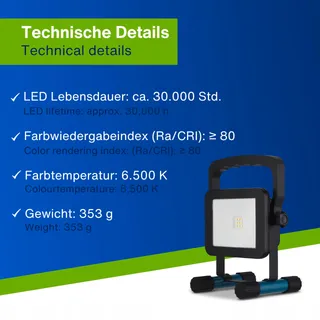 REV LED Werklamp 5W 700lm IP54 Binnen Buiten Accu — miniatuur 4