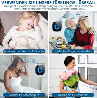 PHYSEN Draadloze Deurbel Set IP55 Waterdicht 400M 58 Melodieen — miniatuur 5