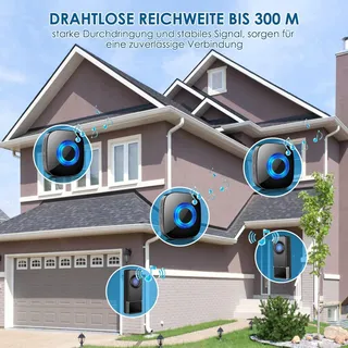 PHYSEN Draadloze Deurbel Set IP55 Waterdicht 400M 58 Melodieen — miniatuur 6