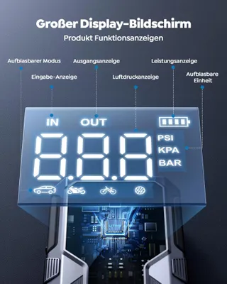 UTRAI Powerbank 4500A Compressor 150PSI Zaklamp 18W Snelladen — miniatuur 8