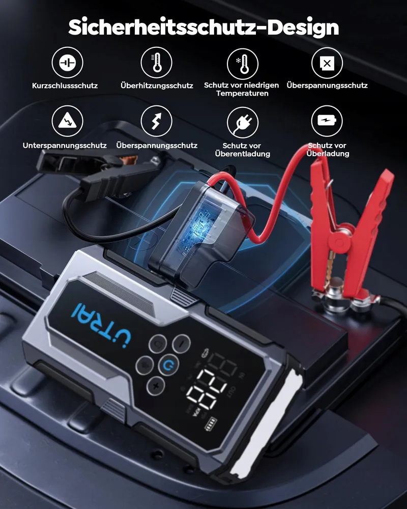 UTRAI Powerbank 4500A Compressor 150PSI Zaklamp 18W Snelladen — foto 7