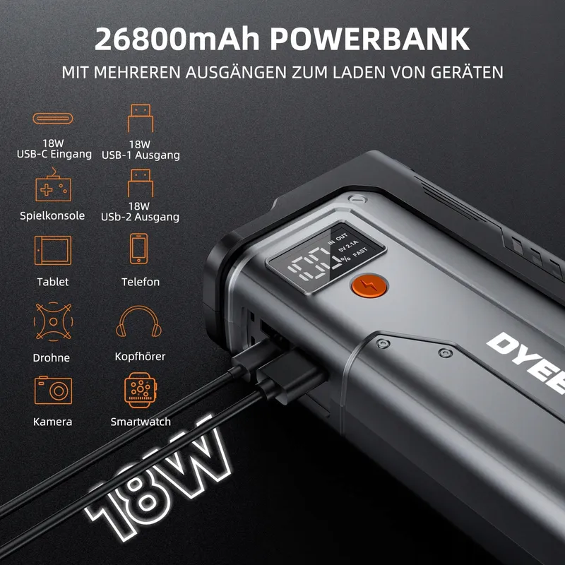 POWERBANK Starthilfe 7000A Auto 12V Benzine Diesel LED USB — foto 3