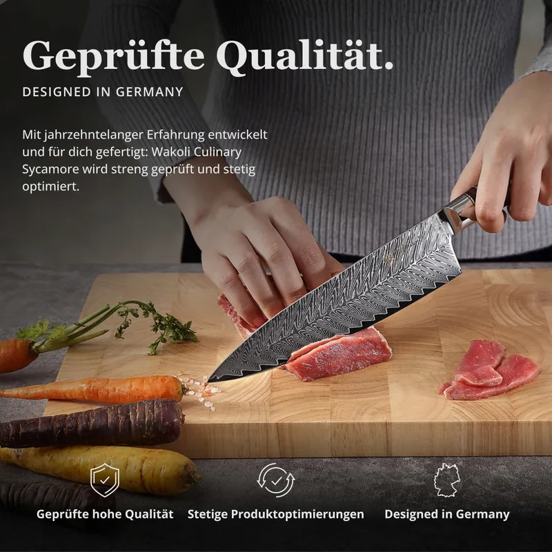 WAKOLI Damast Messenset 6-delig VG10 Kern Ahornhouten Handvat — foto 7