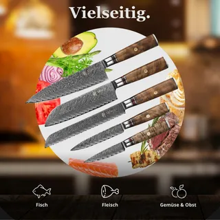 WAKOLI Damast Messenset 6-delig VG10 Kern Ahornhouten Handvat — miniatuur 8