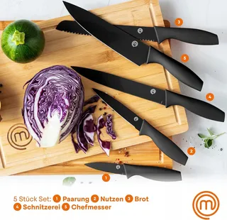 MASTERCHEF Keukenmessenset 5-delig Roestvrij Staal Zwart — miniatuur 2