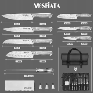 MOSFIATA Keukenmessenset 12-delig Roestvrij Staal Met Tas — miniatuur 2